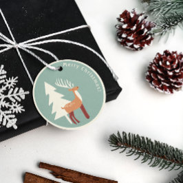 Para Recuerdos Etiquetas de regalo de renos retro de Santa