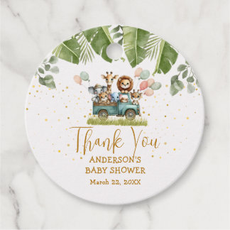 Para Recuerdos Etiquetas de regalo de Safari Baby Shower Gracias