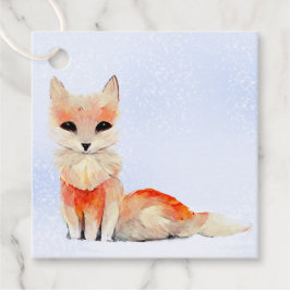 Para Recuerdos Etiquetas de regalo de zorro lindo en la nieve de 