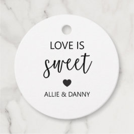 Para Recuerdos Etiquetas de regalo 'El amor es dulce', boda negra