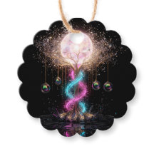 Etiquetas de regalo florales de neón eléctrico de 