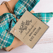 Etiquetas de regalo Kraft Laurel hechas a mano con