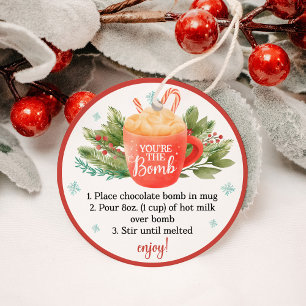 Para Recuerdos Etiquetas de regalo navideñas de la bomba de choco