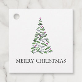 Para Recuerdos Etiquetas de regalo navideño de árbol de acuarela
