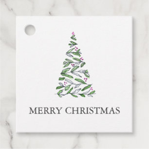 Para Recuerdos Etiquetas de regalo navideño de árbol de acuarela