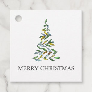 Para Recuerdos Etiquetas de regalo navideño de árbol de acuarela