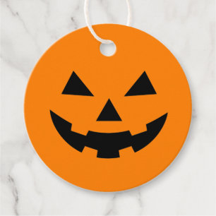 Para Recuerdos Etiquetas de regalo redondas de calabaza sonriente