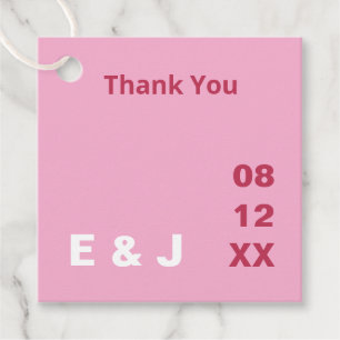 Para Recuerdos Etiquetas favoritas de boda moderna color rosa mag