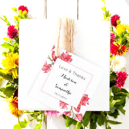 Para Recuerdos Etiquetas favoritas de flor de Boda blanco rosado