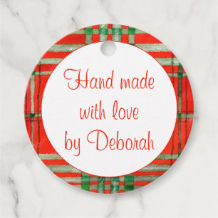 Para Recuerdos Etiquetas "hechas a mano" de la ronda TARTAN del S