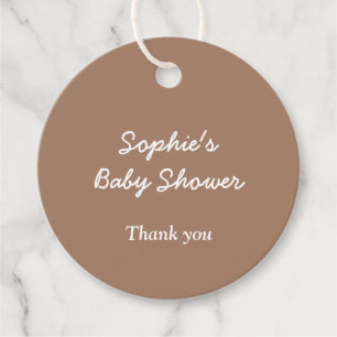 Para Recuerdos Etiquetas Minimalistas de Baby Shower Gentle Brown
