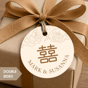 Para Recuerdos Etiquetas redondas de regalo de boda Peonía Doble 