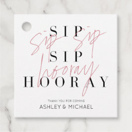 Para Recuerdos Etiquetas Sip Sip Hoooray Black & White Modern Fav