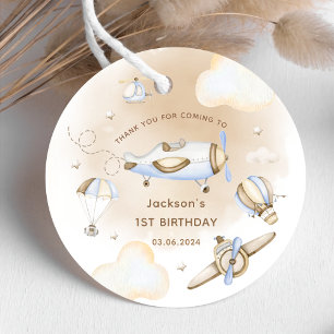 Para Recuerdos Etiquetas Vintage Travel Airplane Birthday Party F