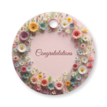 Felicitaciones florales a las etiquetas de favor