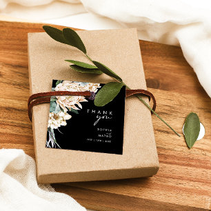 Para Recuerdos Floral blanca   Black Gracias Etiquetas Favor