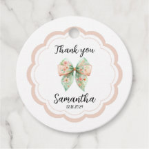 Floral Bow Gracias Etiquetas Favor
