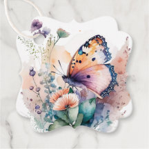 Flores románticas mariposa gracias etiquetas de fa