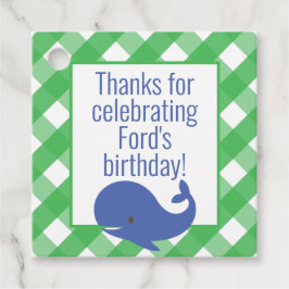 Para Recuerdos Gingham Whale Regalo Personalizado o Etiquetas Fav
