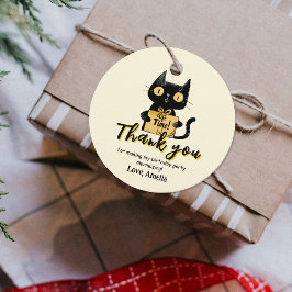 Para Recuerdos Gracioso Regalo de Gato Negro Gracias Etiquetas Fa