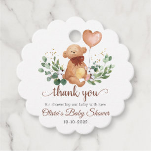 Para Recuerdos Greenery Teddy Bear Gracias Etiquetas Favoritas