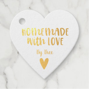 Para Recuerdos Hecho con amor Relieve metalizado dorado Etiquetas