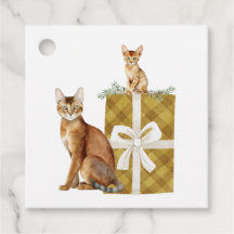 Hermosos gatos abisinos en etiquetas de regalo de 