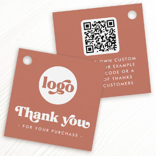 Para Recuerdos Logo de Retro Boho QR terracota gracias etiquetas