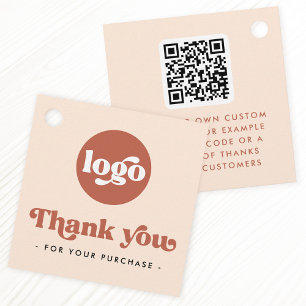 Para Recuerdos Logo de Retro Boho QR terracota gracias etiquetas