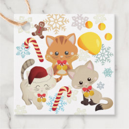 Para Recuerdos Navidades Gatos Patrón de copos de nieve Etiquetas
