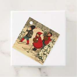 Para Recuerdos Niños de la época esquiando etiquetas favoritas