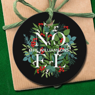 Para Recuerdos NOEL Berries Greenery Etiquetas de Favor de Vacaci