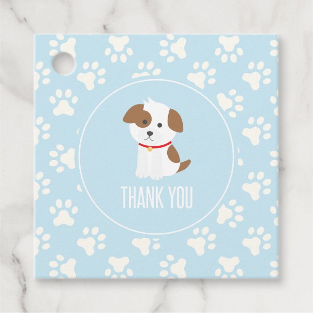 Para Recuerdos Puppy Birday Party gracias a los favores etiquetas (Anverso)
