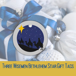 Para Recuerdos Tres etiquetas de regalo de Wisemen Bethlehem Star