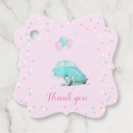 Para Recuerdos Watercolor Cute Car Baby Shower Chica Etiquetas Fa