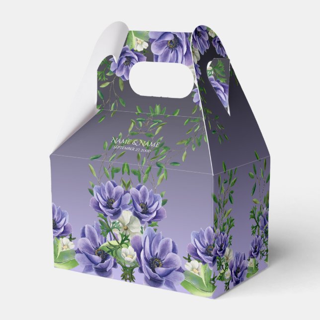 Para Regalos Acuarela Morado Flores Caja de Favor (Front Side)