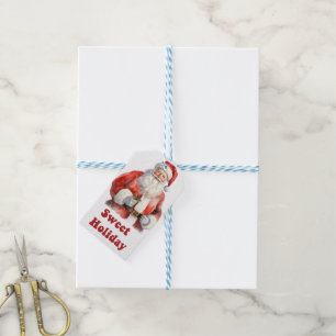 Para Regalos Alegre Santa con alegres etiquetas de vacaciones