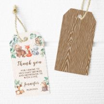 Animales de Woodland ducha bebé, etiquetas de rega