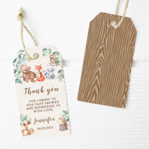 Para Regalos Animales de Woodland ducha bebé, etiquetas de rega