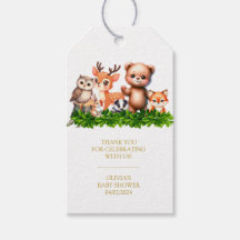 Animales forestales Baby Shower Gracias Etiquetas