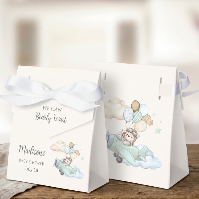Para Regalos Apenas Podemos Esperar Caja de Fiesta de Avión de  (We Can Bearly Wait Teddy Bear Airplane Party Box)