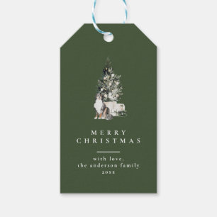 Para Regalos Árbol de Navidad con tipografía de perro Etiquetas