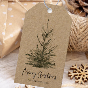 Para Regalos Árbol verde de los navidades   Etiquetas de regalo