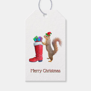 Para Regalos ardilla Santa con etiquetas de regalo actuales