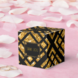 Para Regalos Art Deco Caja de Favor de la Boda Negra y Oro
