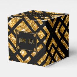 Para Regalos Art Deco Caja de Favor de la Boda Negra y Oro