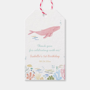 Para Regalos Ballena Rosada Primer cumpleaños Gracias Etiquetas