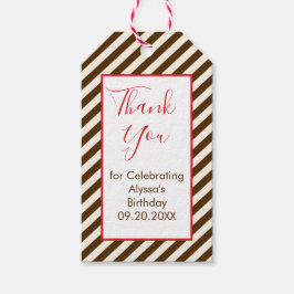Para Regalos Banda roja y marrón Gracias Etiquetas de regalo