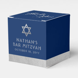 Para Regalos Bar Mitzvah Banda azul y plata Caja de Favor Moder