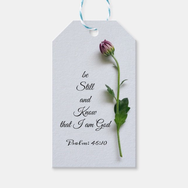 Para Regalos Be Still Bible Scripting Cita Etiquetas de regalo  (Anverso)